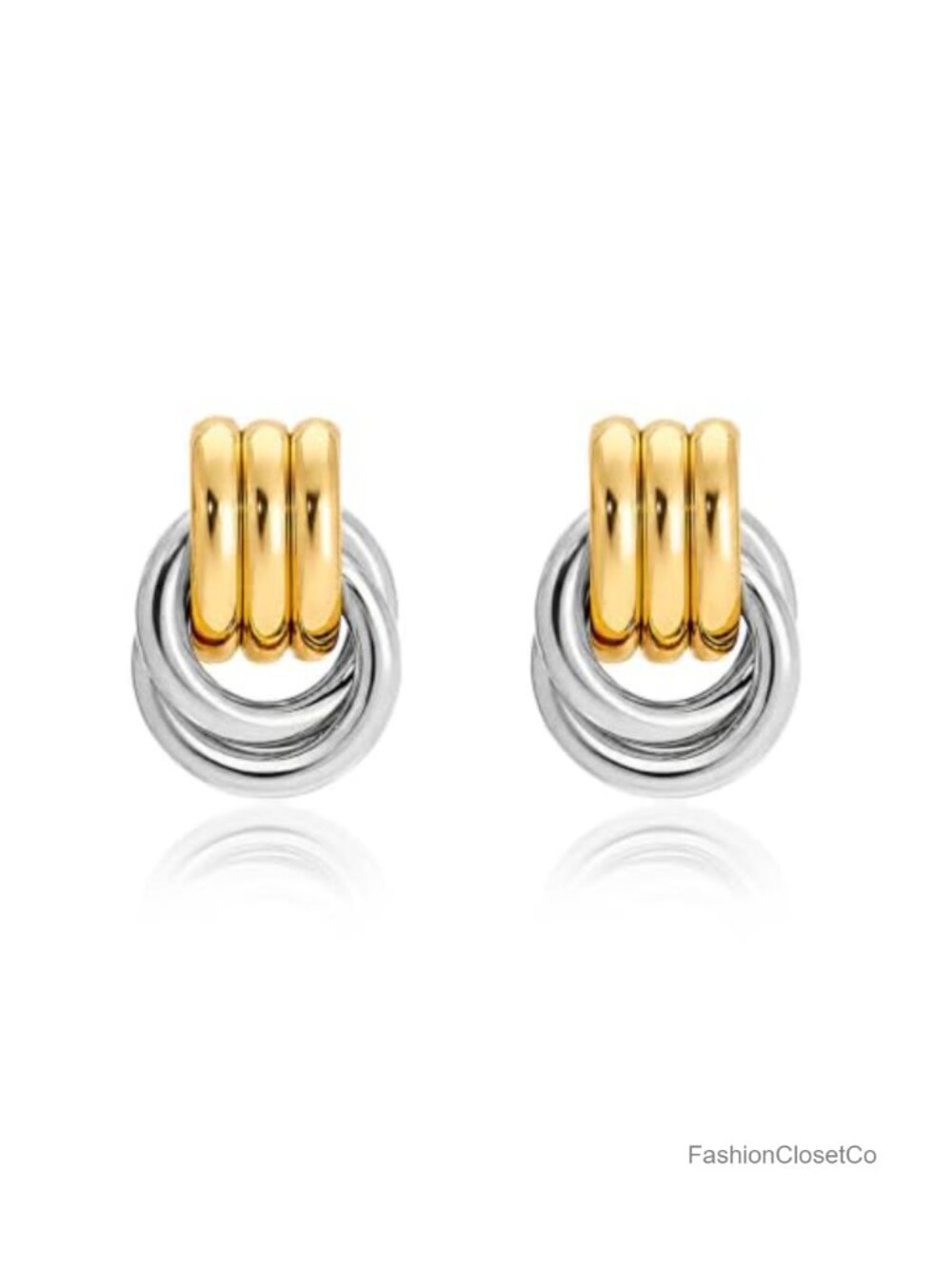 14k Gold Plated Double Knot Dangle Earrings for Women, Lightweight Statement
